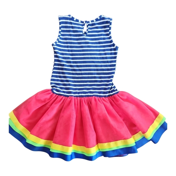 Emily Rose Girls Rainbow Tutu Dress Size 8 Flower Appliqué Striped Bodice - Picture 2 of 8
